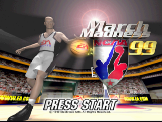 NCAA March Madness 99 title screen for Playstation